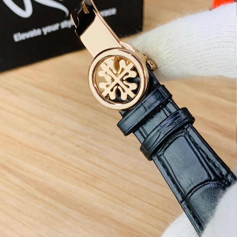 Patek Strap Watch – Brown with white Dial